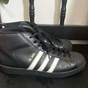 Rate Adidas PRO MODEL Black Leather Sz  11.5 Men's Shoes B39368 Hi Top Sneakers
